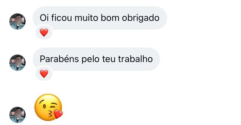 Mensagem de paciente agradecendo pelo trabalho realizado